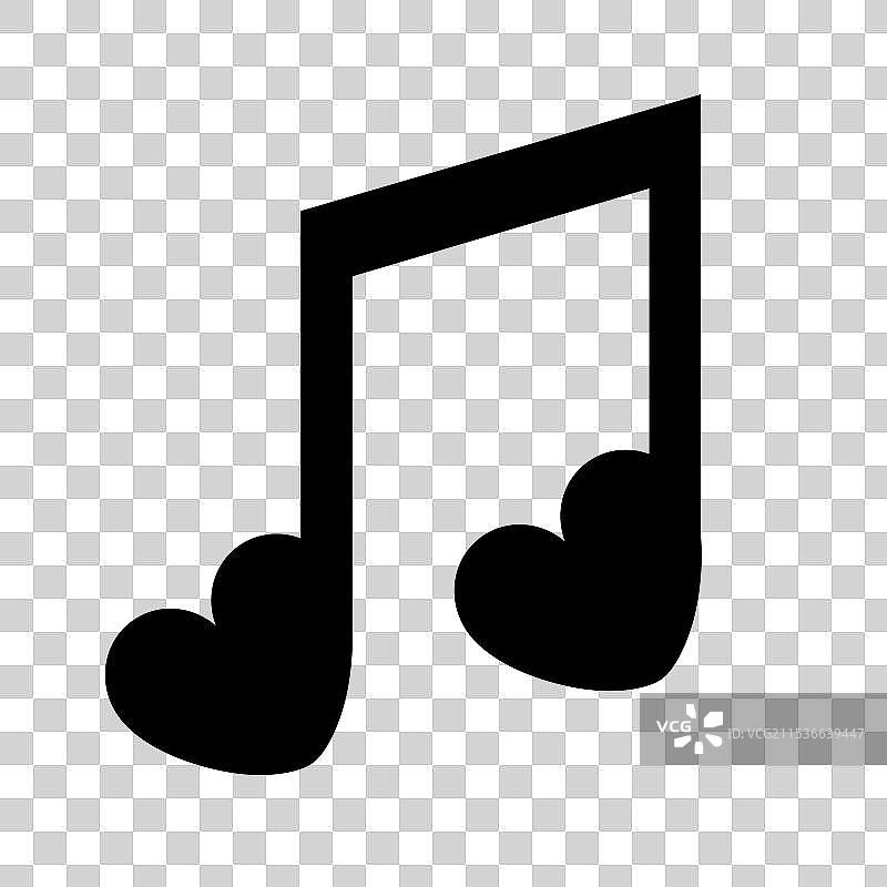 黑色音乐音符心形标志符号图片素材