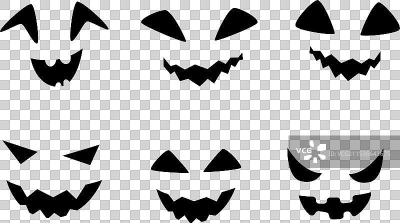 万圣节角色黑色剪影面孔图标图片素材