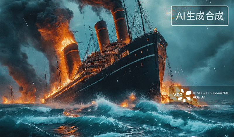 【AI数字艺术】燃烧的巨轮图片素材