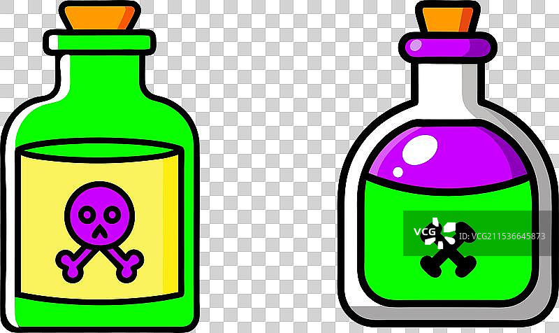 带有骷髅和交叉骨头符号的毒药瓶图标图片素材