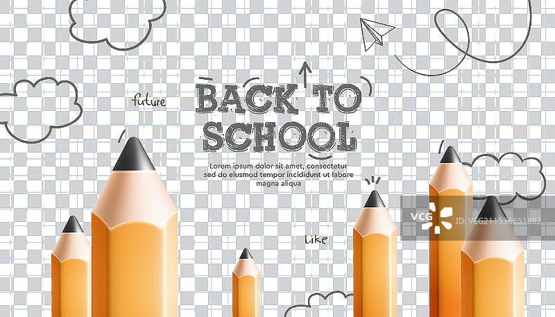 开学季网页横幅，背景有铅笔图片素材