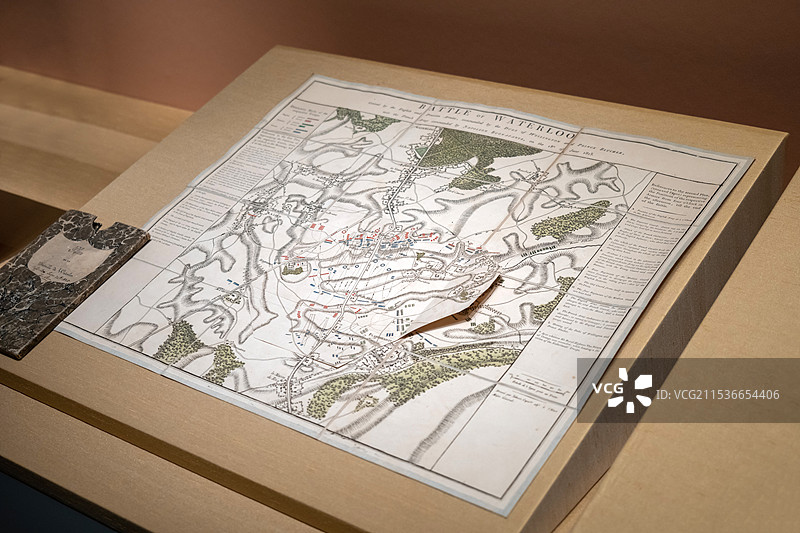 《滑铁卢战役地图》 1815年 山东博物馆“从平凡到非凡：拿破仑与法兰西的变革时代”展图片素材