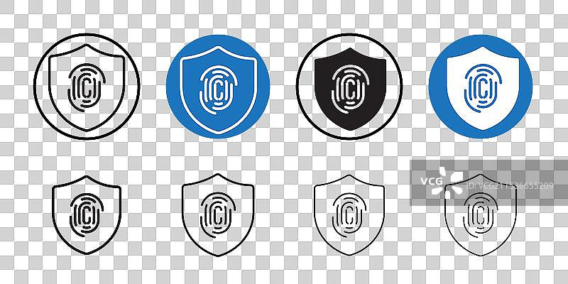 生物识别安全图标细线艺术系列图片素材