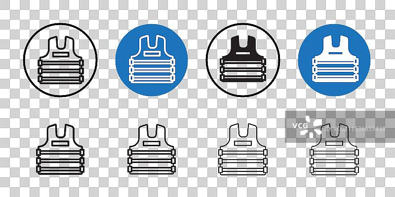 防弹背心图标细线艺术系列图片素材