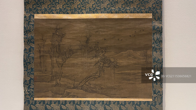 雪汀游禽图轴 罗稚川 中国 元代图片素材