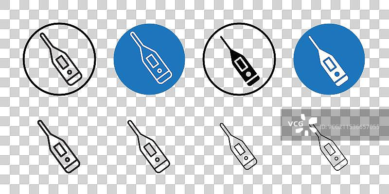 数字温度计图标细线艺术系列图片素材