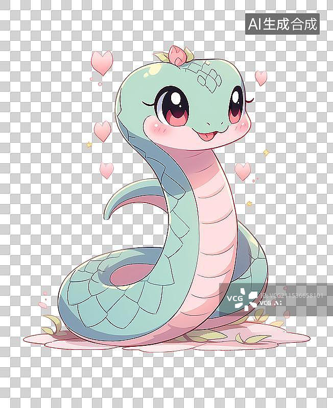 【AI数字艺术】可爱开心地卡通生肖蛇图片素材