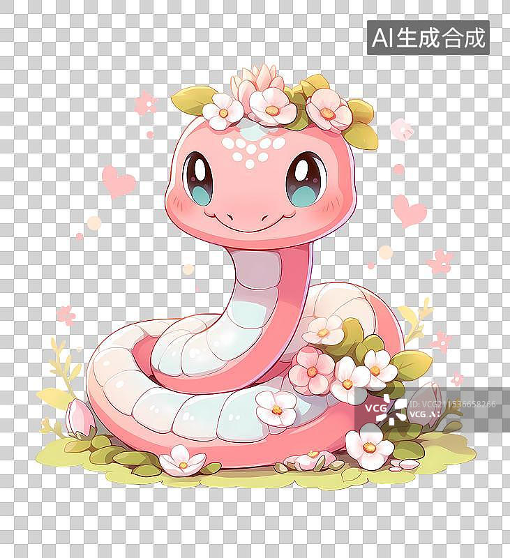 【AI数字艺术】可爱开心地卡通生肖蛇图片素材