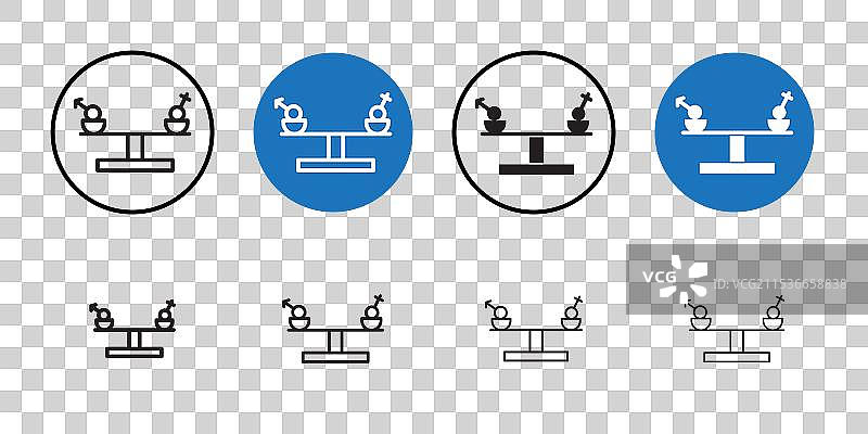 性别平等图标，扁平化细线设计图片素材