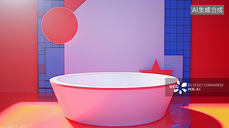 【AI数字艺术】孟菲斯潮流世上礼品背景展台图片素材