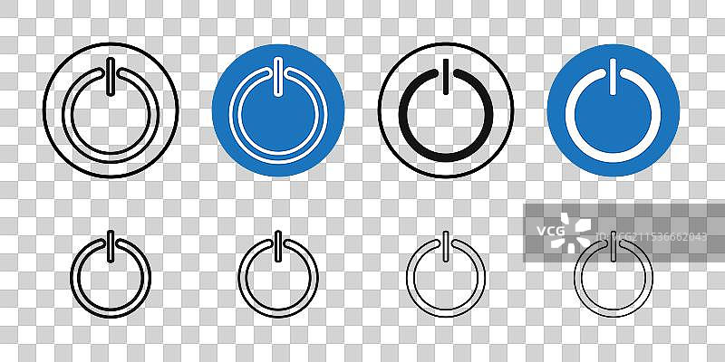 电源按钮图标细线艺术系列图片素材