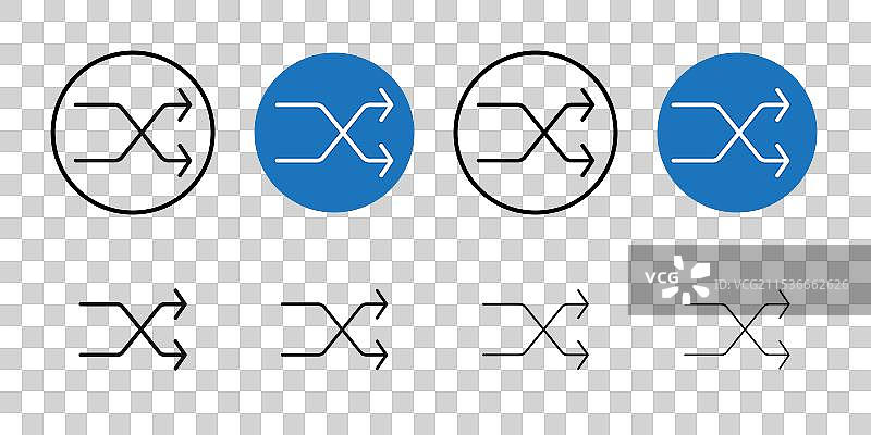洗牌图标细线艺术集合图片素材
