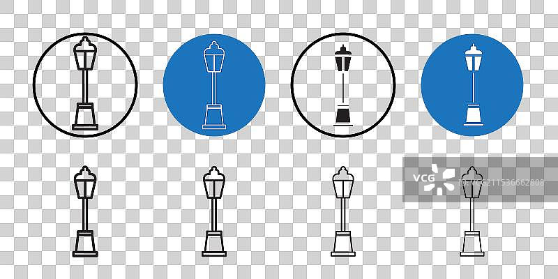 街灯图标细线艺术系列图片素材