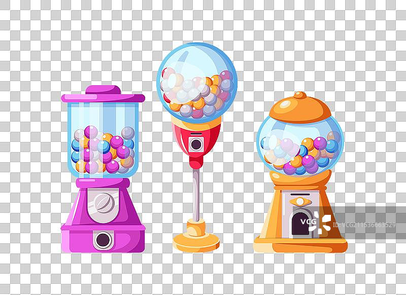 复古的糖果自动售货机与平坦的糖果图片素材