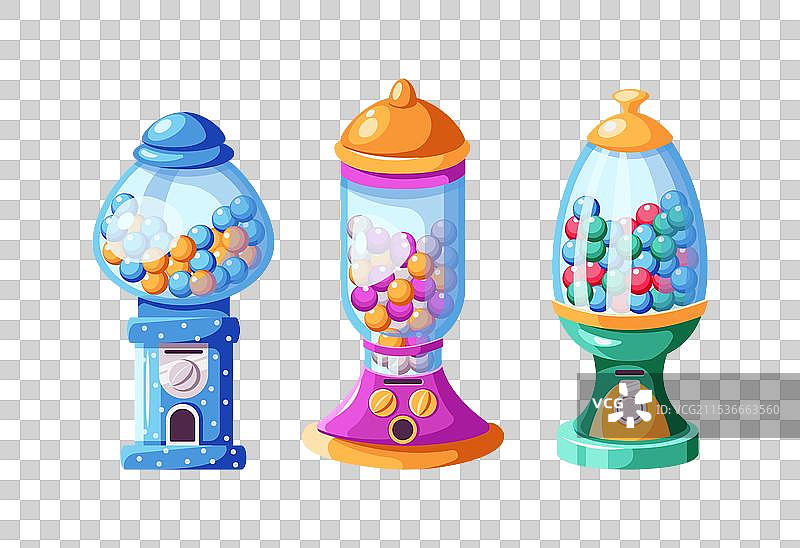 扁平的糖果自动售货机，里面装有口香糖和咀嚼糖图片素材