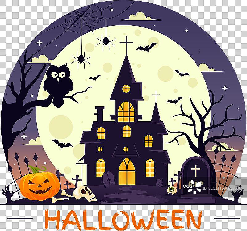 快乐的万圣节夜晚，南瓜在其中图片素材