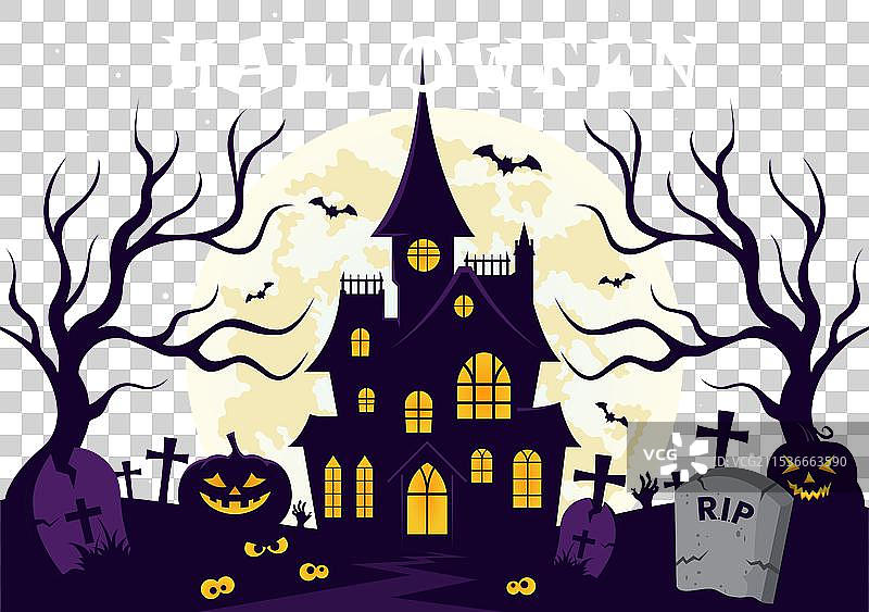 快乐的万圣节夜晚，南瓜在其中图片素材