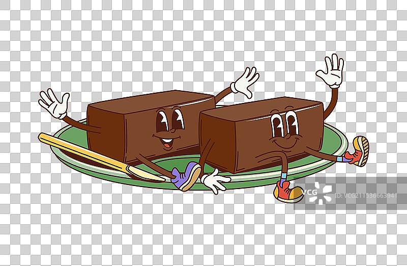 卡通复古风格的日本羊羹甜点图片素材