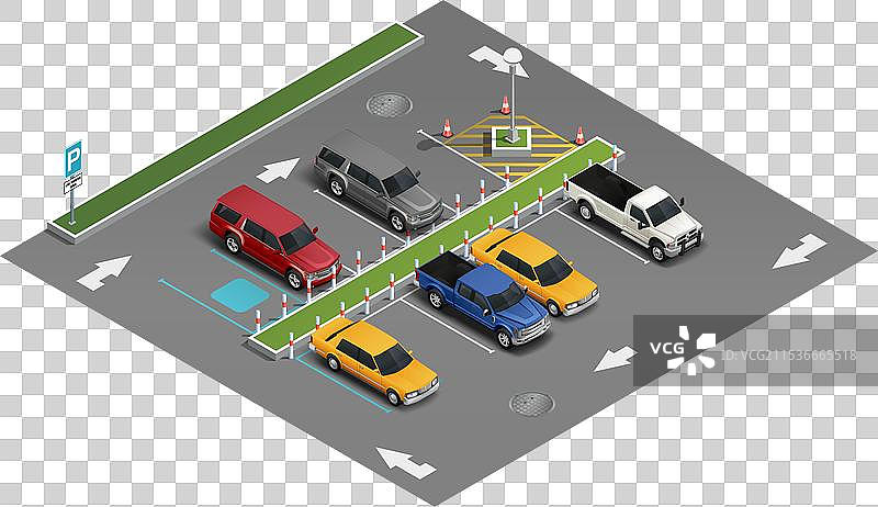交通停车等距构图图片素材
