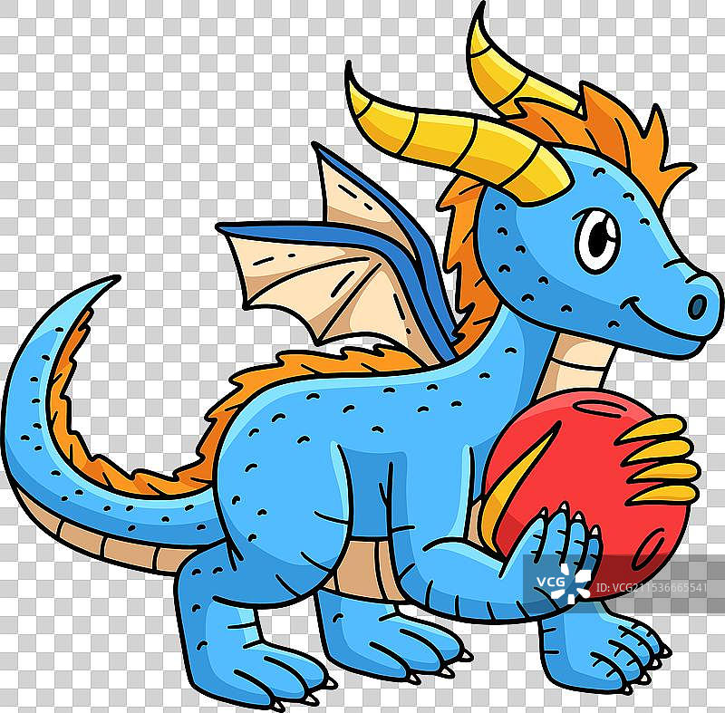 彩色卡通龙与魔法球剪贴画图片素材