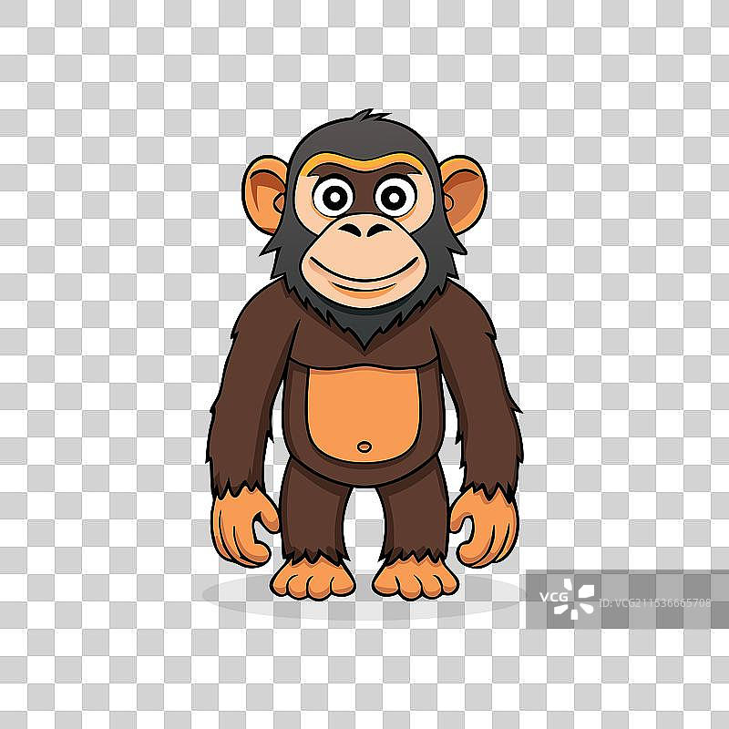 白色背景上的卡通风格猩猩图片素材