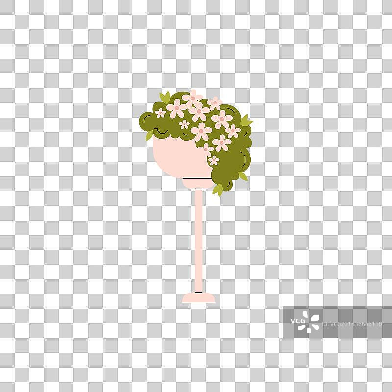 美丽的白色花卉花束放在支架上的花盆里图片素材