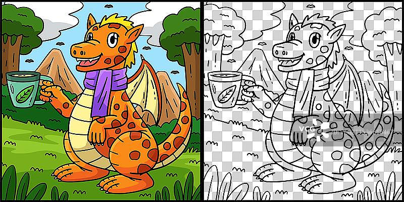 茶色龙的涂色页图片素材