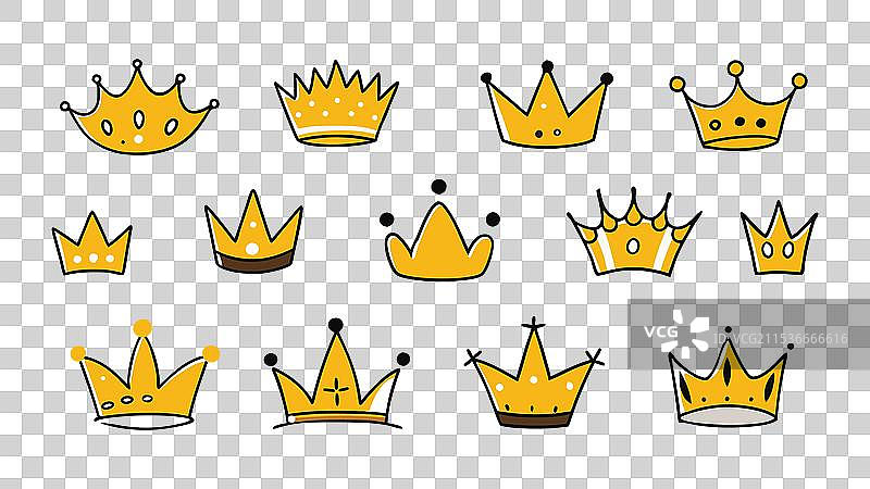 手绘王冠图标集涂鸦王冠图片素材