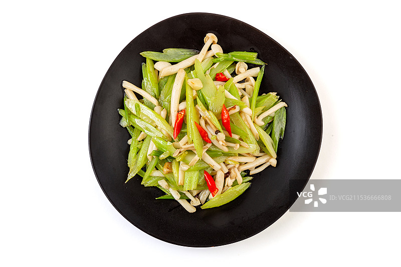 芹菜炒白玉菇图片素材