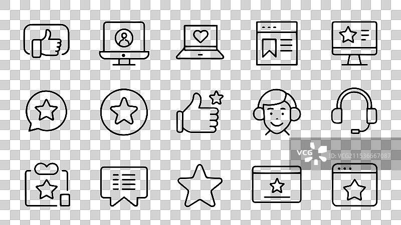 反馈和推荐的网页图标集（线条风格）图片素材