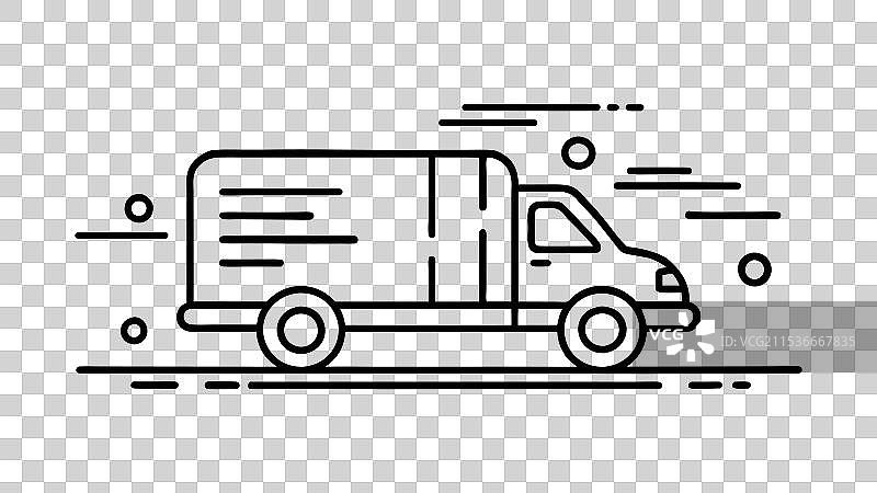 手绘送货卡车线条图标图片素材