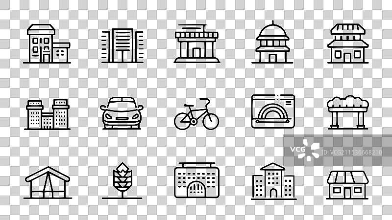 基础设施网页图标，线条风格，交通运输图片素材