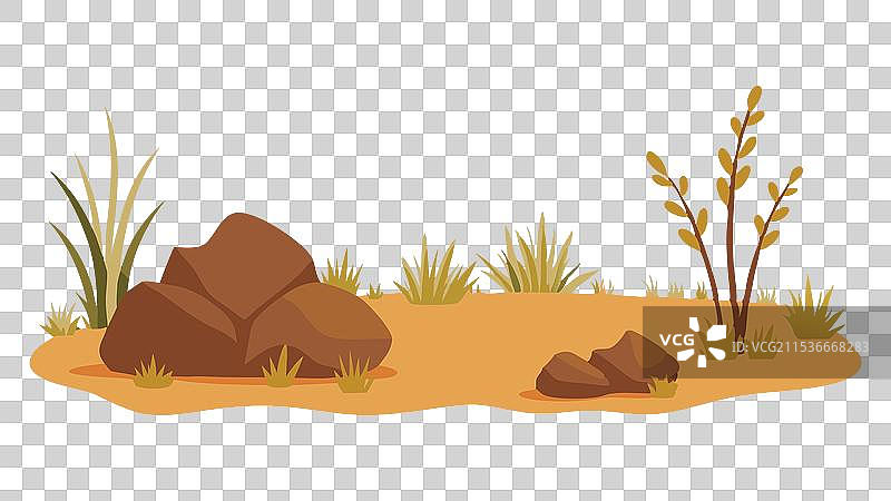 孤立的干草原草地灌木丛图片素材