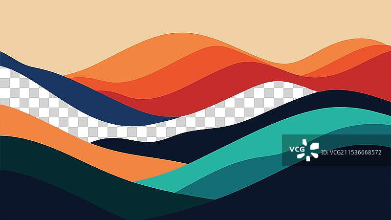 壮丽多彩的山脉映衬在蓝天之下图片素材