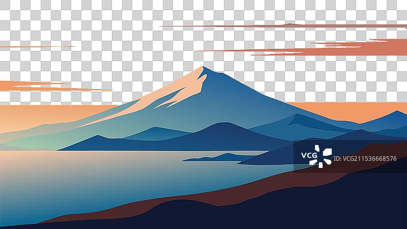 壮丽的山景俯瞰宁静的海洋图片素材