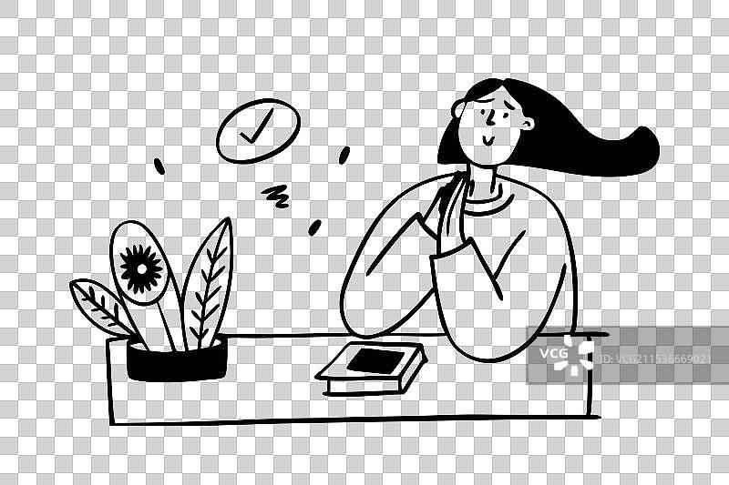 现代办公桌前冥想的职业女性图片素材