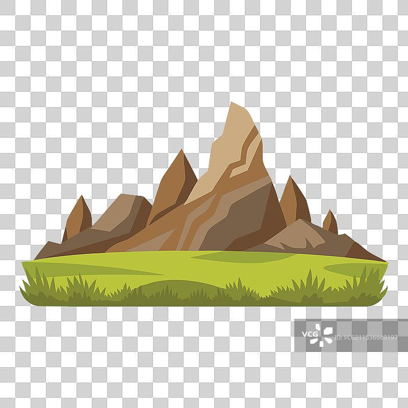 孤立在白色背景上的岩石草原风景图片素材