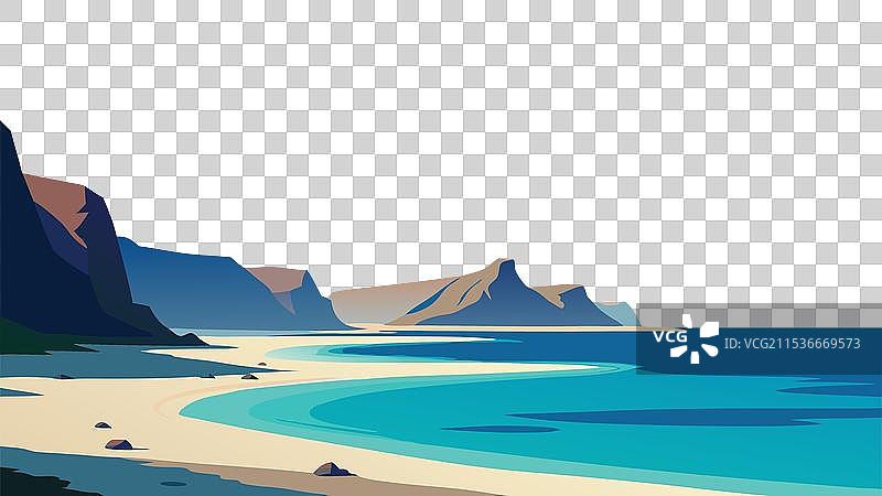 壮观的海滩，清澈的海水和岩石图片素材