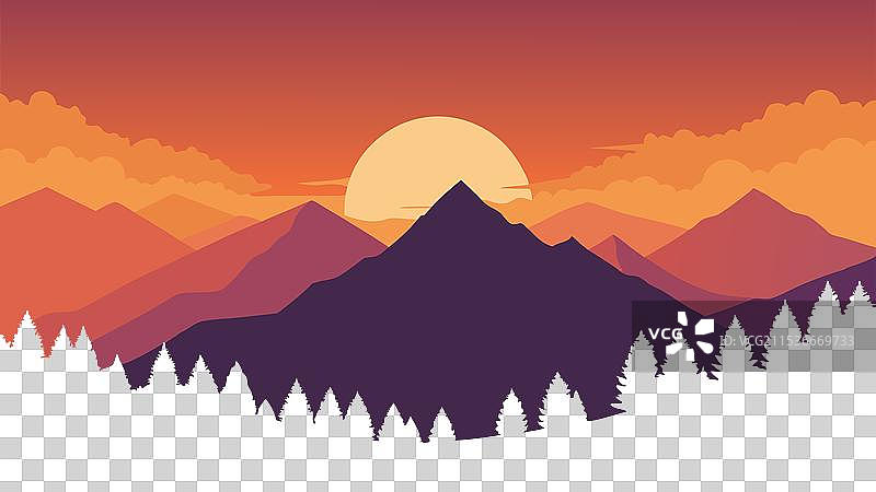 天空在日落时分被色彩点燃，创造出图片素材