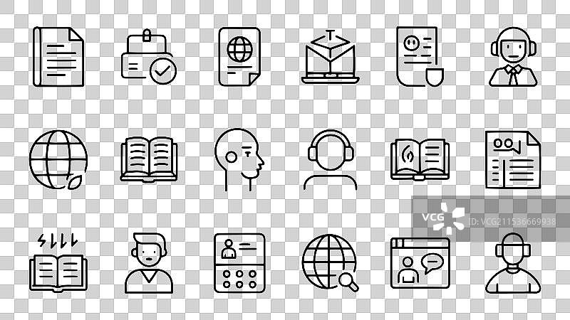 线条风格的网页图标集图片素材