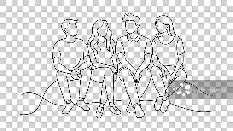 年轻人一起走路并交谈的团体图片素材