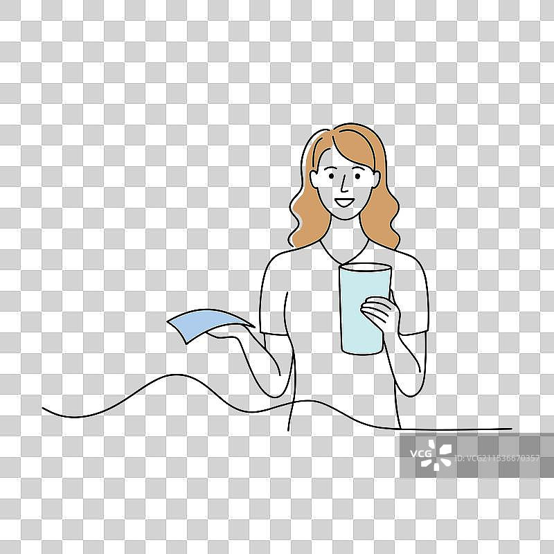 女人手持清晰可见的收据图片素材