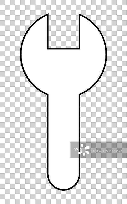 黑白扳手工具轮廓，用于修理和图片素材