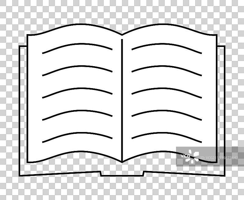 简单的线条画，展示一本翻开的书和书页。图片素材