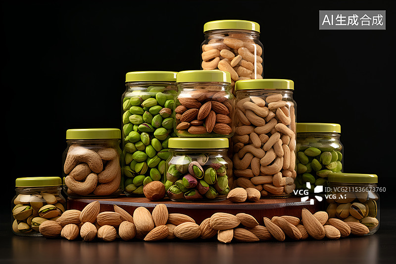 【AI数字艺术】【AI数字艺术】插图坚果组合图片素材