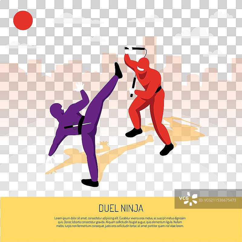 忍者对决等距构图图片素材