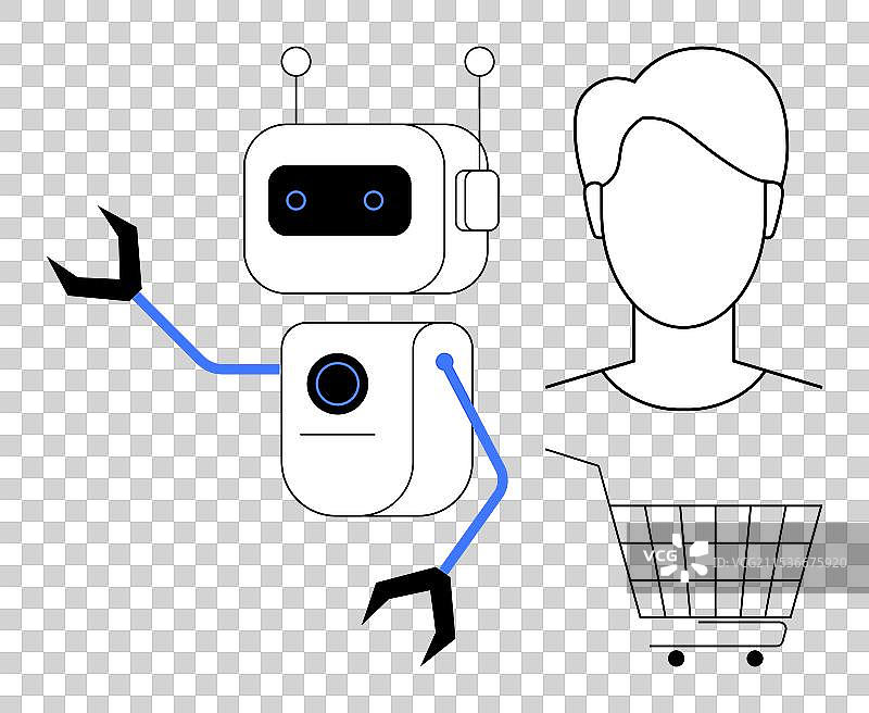 现代人工智能机器人提供客户服务和图片素材