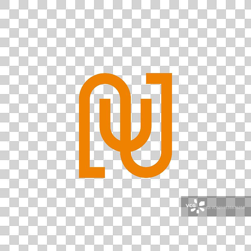 字母nu简单几何线性链接标志图片素材