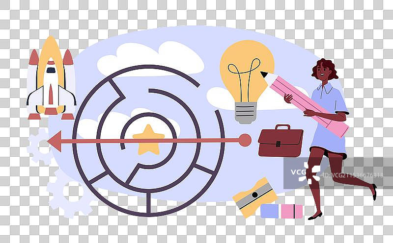 年轻女孩手持铅笔，女性提供新方案图片素材