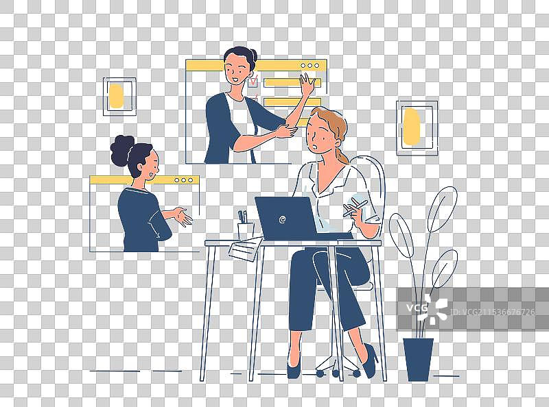 视频会议中的女性与年轻女孩使用笔记本电脑图片素材